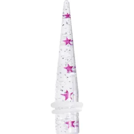 0 Gauge Clear Acrylic Glitter Purple Star Confetti Taper