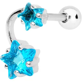 1/4 Aqua CZ Gem Star System Cartilage Tragus Earring