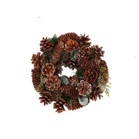 Advent wreathe Romimex Brown Green Polyethylene Pine cone 25 x 25 x 7 cm