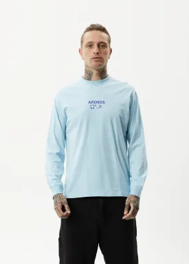 AFENDS Mens Spiral - Long Sleeve Graphic T-Shirt - Sky Blue