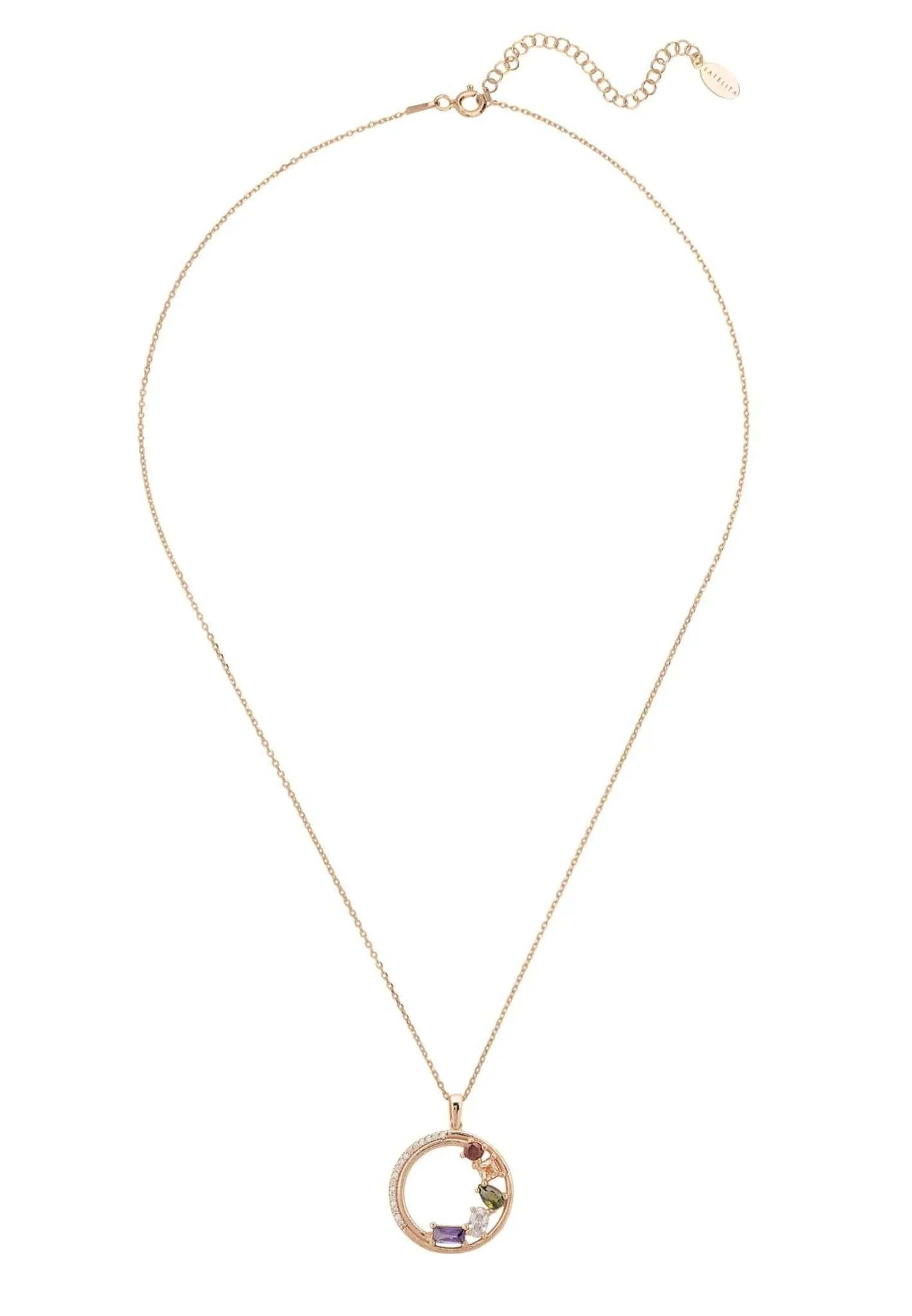 Amalfi Half Halo Baguette Necklace Rosegold