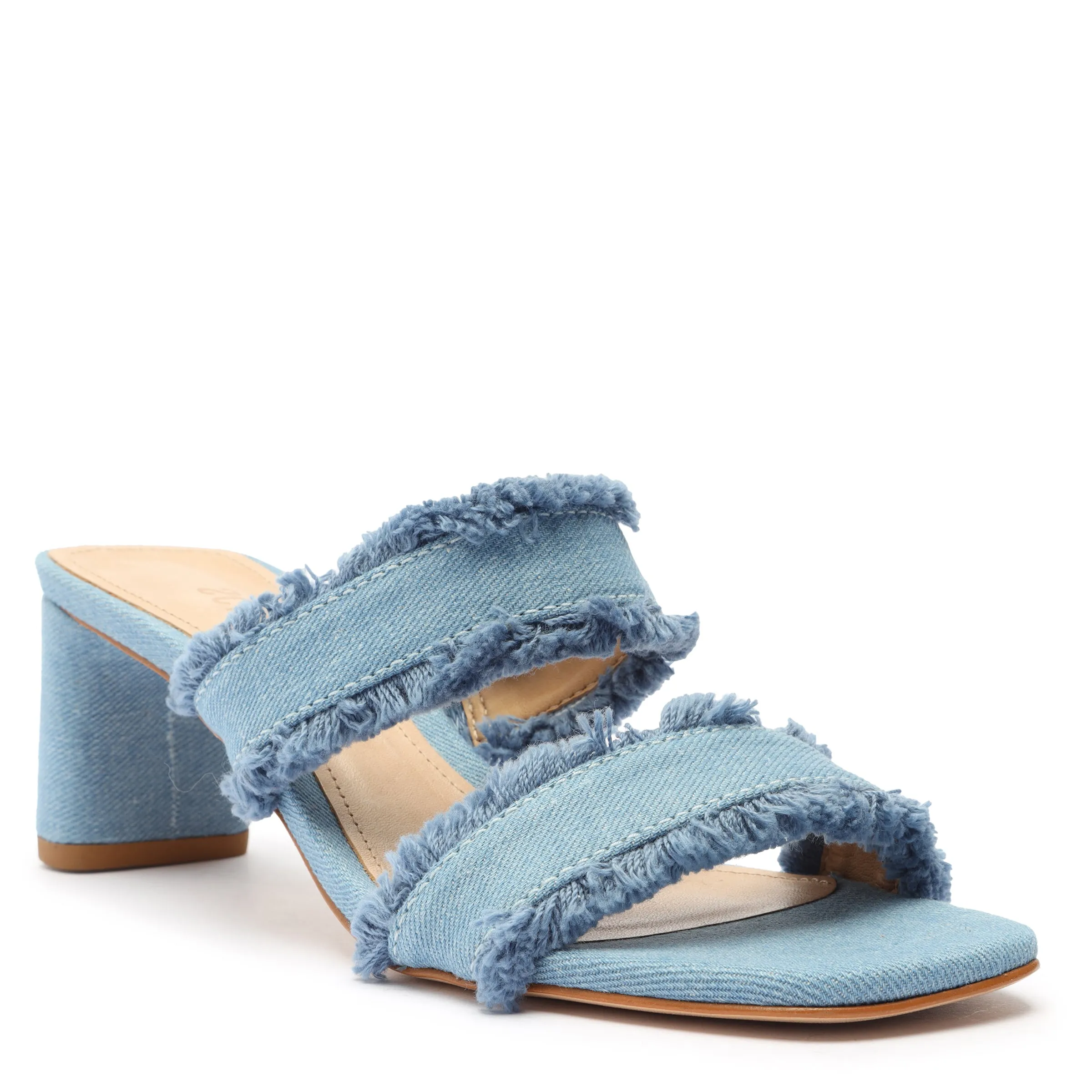 Amely Mid Block Denim Sandal