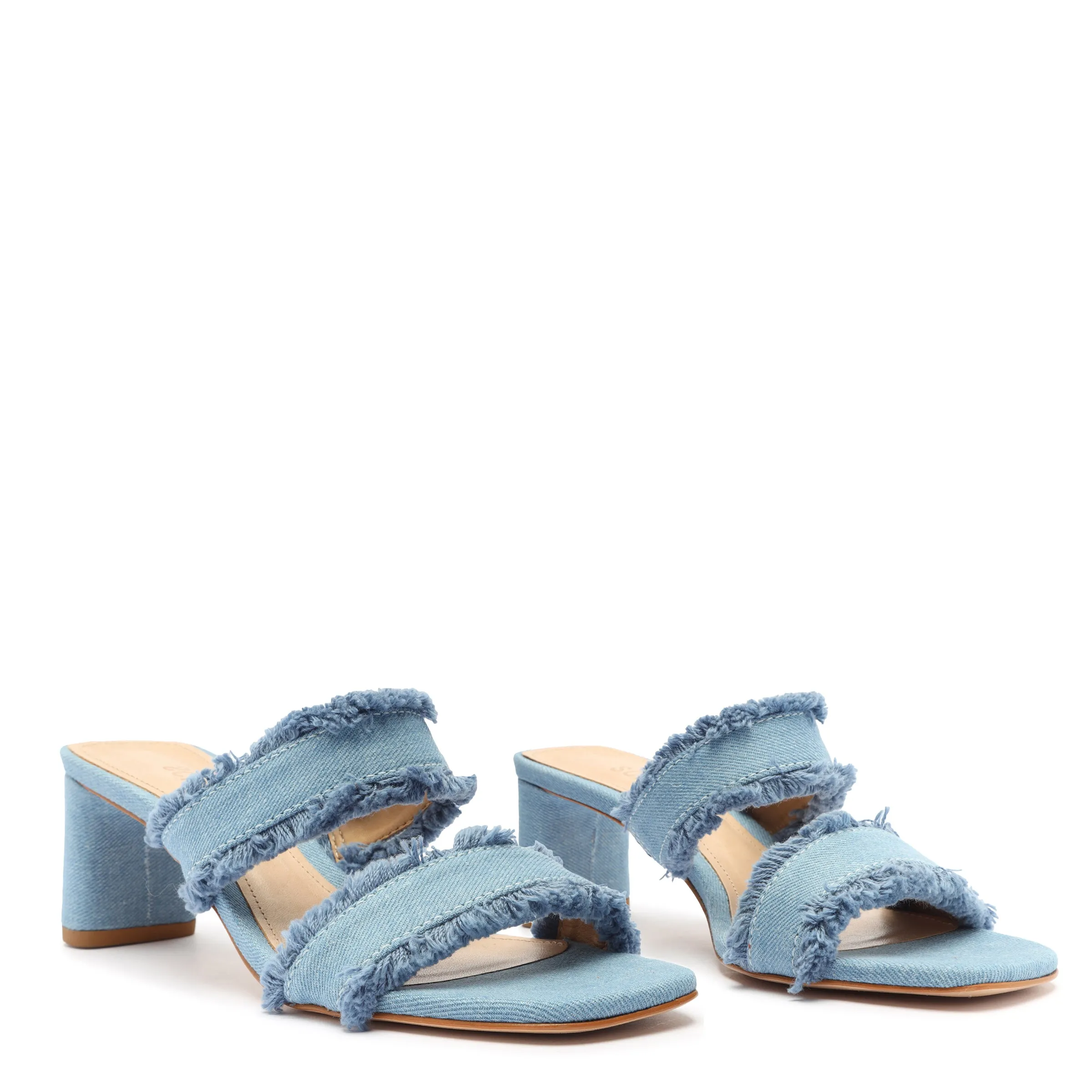 Amely Mid Block Denim Sandal