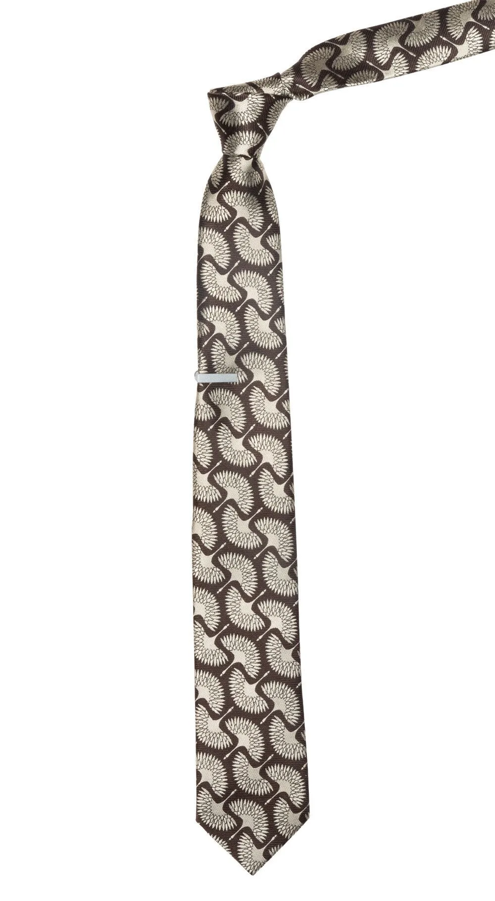 Art Deco Cranes Brown Tie