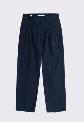 Benn Relaxed Typewriter Pleated Trouser - Dark Navy