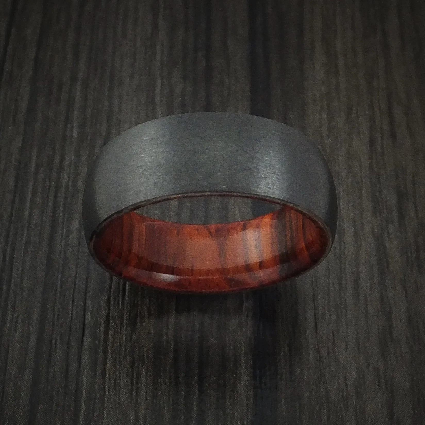 Black Titanium and Hardwood Sleeve Men's Ring Custom Made