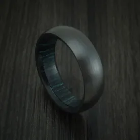 Black Titanium and Indigo Wood Hard Wood Sleeve Men's Ring Custom Made