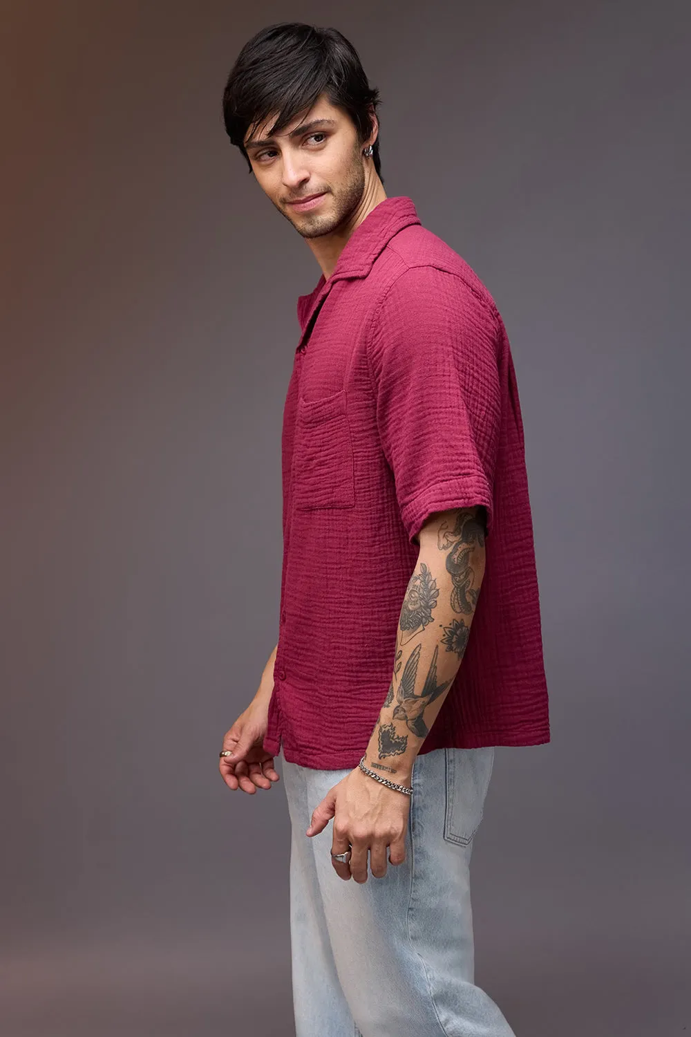 Breezy Relaxed Maroon Shirt