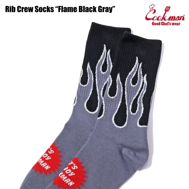 Cookman Rib Crew Socks - Flame : Black / Gray