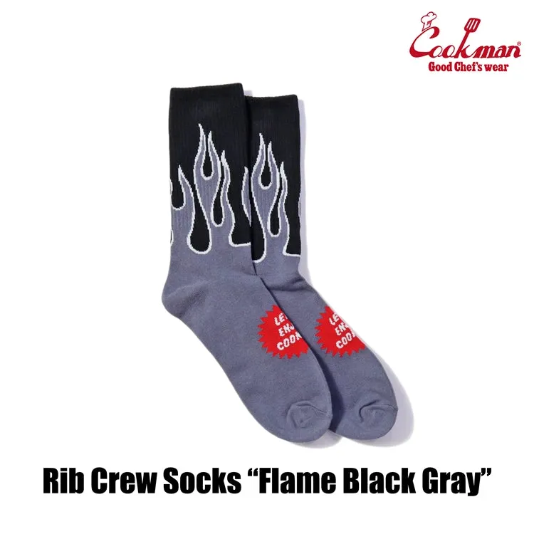 Cookman Rib Crew Socks - Flame : Black / Gray