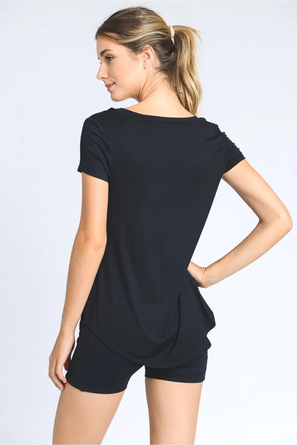 Longline Deep V-Neck Pocket Shirt