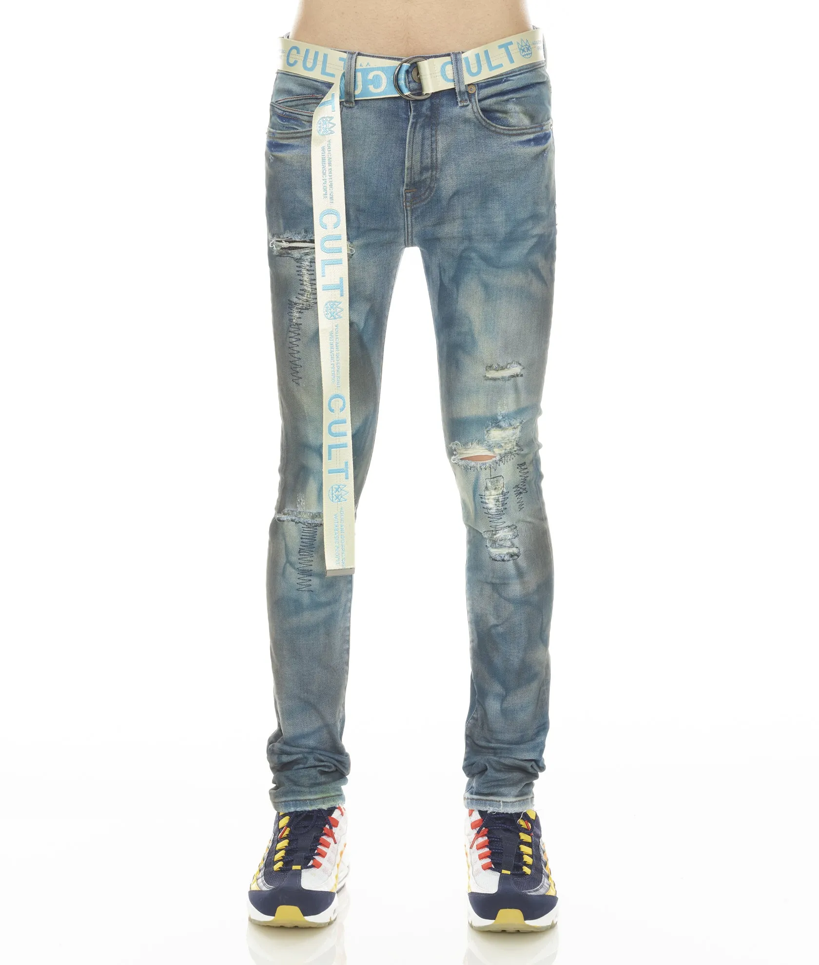 PUNK SUPER SKINNY STRETCH w/BABY BLUE BELT IN KASSO