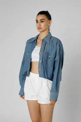 Rework Chambray Waist Crop - L