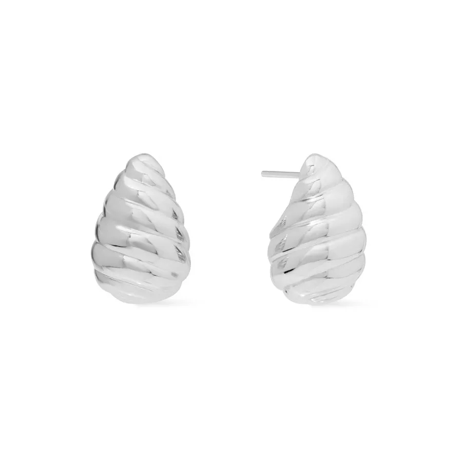 Teardrop Seashell Silver 20mm Stud Earrings